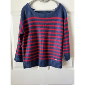 Tommy Girl Vintage Y2K‎ Navy Red Stripe Sweater Womens Large Preppy Hilfiger Top